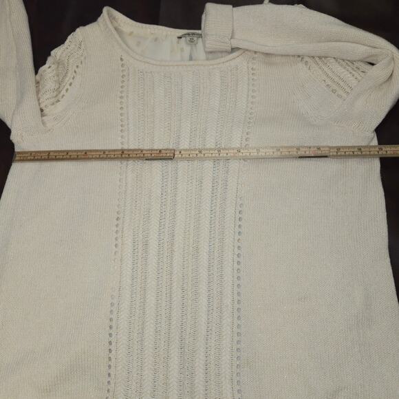 Lucky Brand XS Cream Layered Sweater Sheer Back Panel Knit Coquette Romantic - Picture 8 of 12